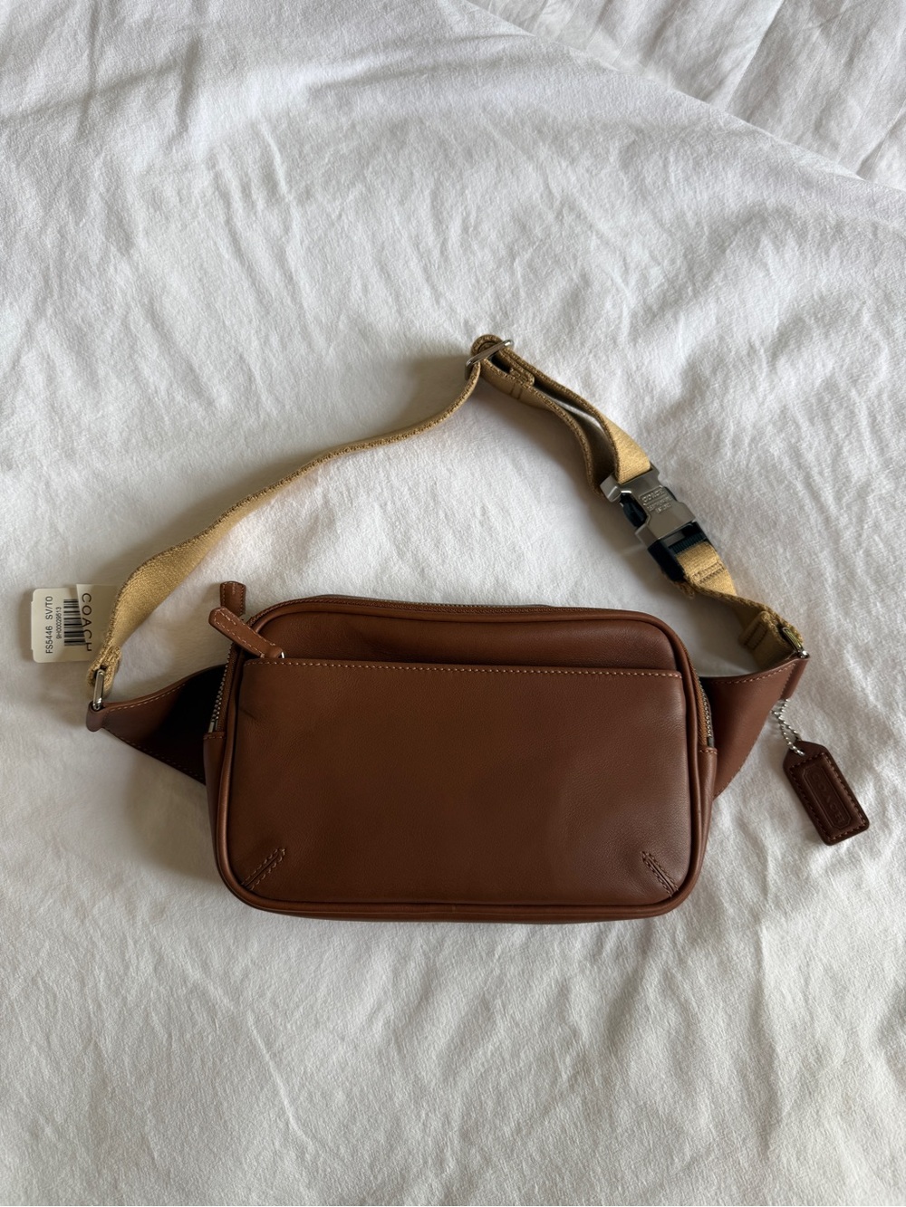 NWT Coach Thompson Leather Belt Bag in Toffee Brown - Silver - Picture 2 of 10
